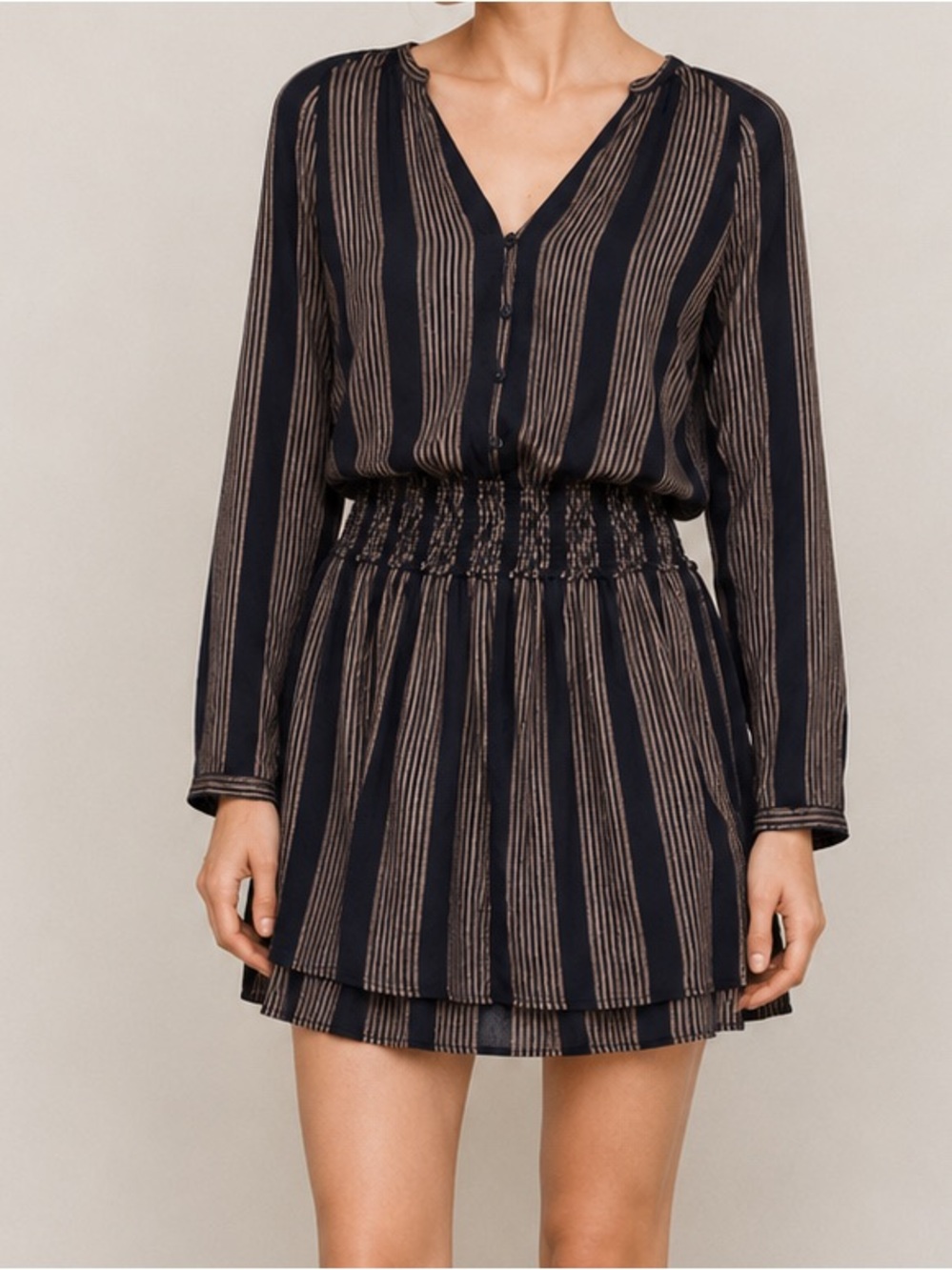 Rails Midas Stripe Jasmine Long Sleeve Mini Dress Large